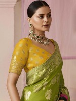 Lime Green Dola Viscose Silk Saree